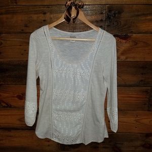 Lucky brand oatmeal color eyelet lace top